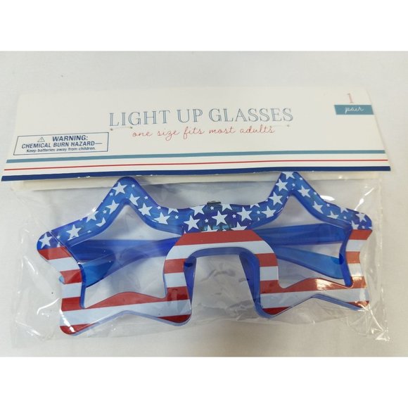 Light-up Sunglasses Patriotic 2 pairs for Adults Blue Stars and stripes - Picture 5 of 5
